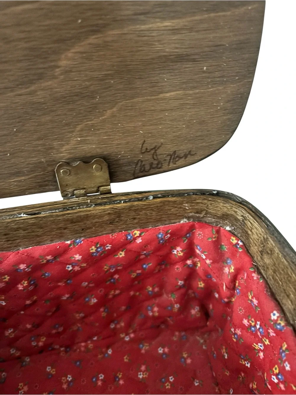 Caro Nan Wooden Picnic Basket Purse VTG Lined Hand Painted Signed Tulips